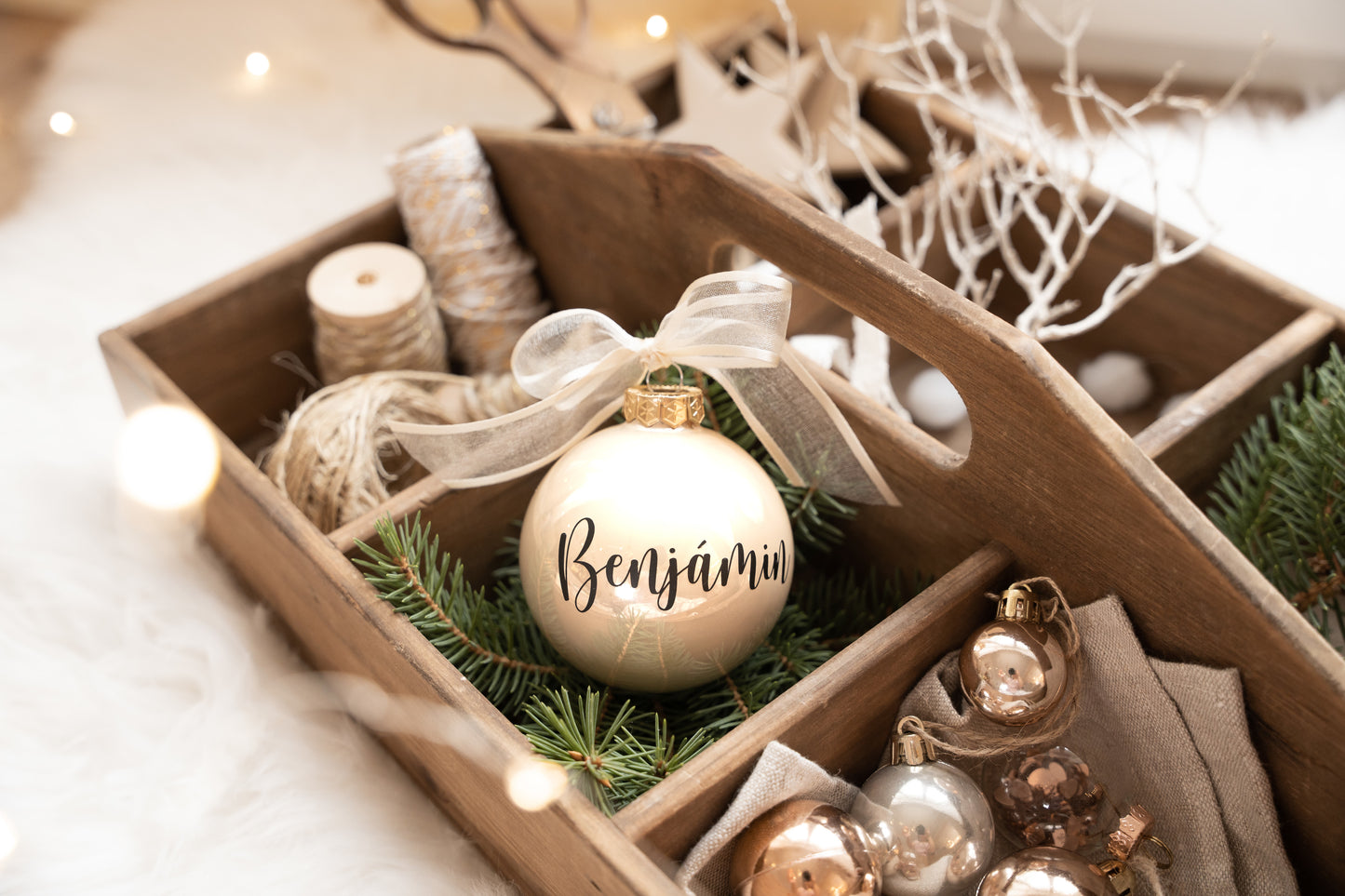 Feliratos Karácsonyi Üveggömb - Arany