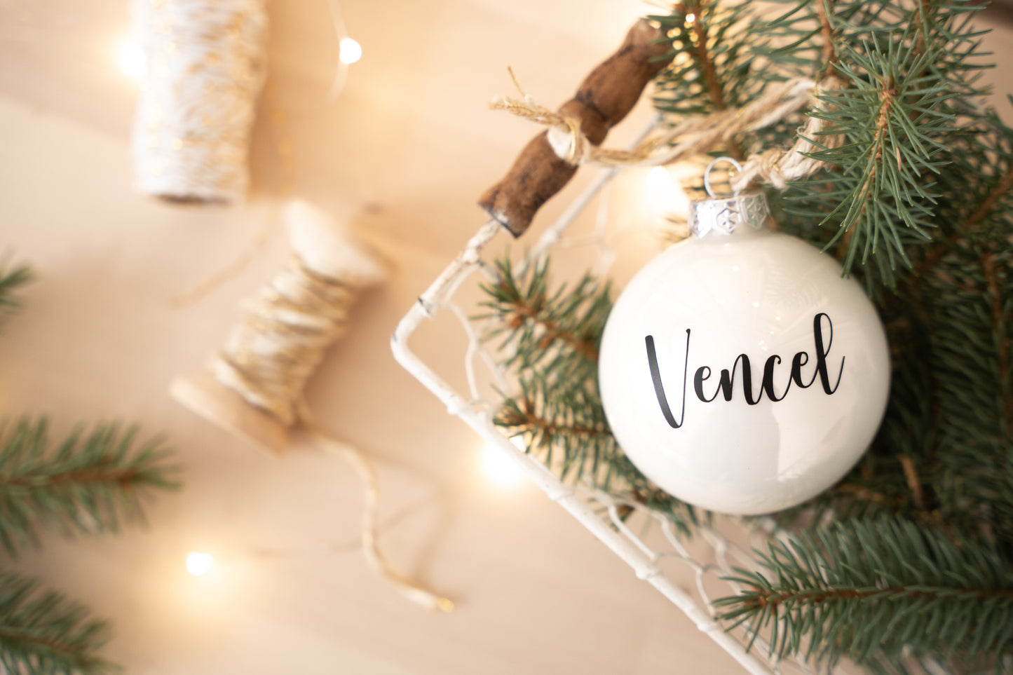 Feliratos Karácsonyi Üveggömb - Fehér